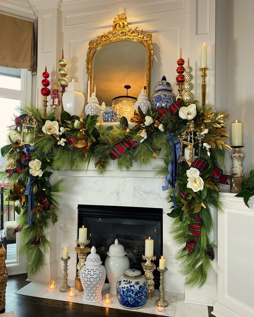 Christmas mantel decor