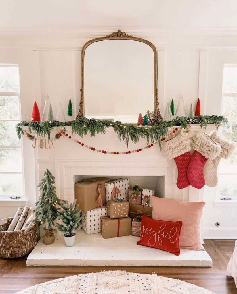 Christmas mantel decor