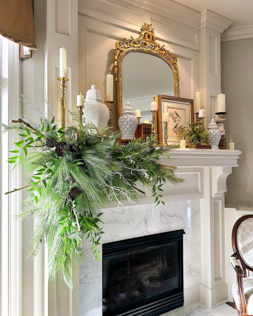 Christmas mantel decor